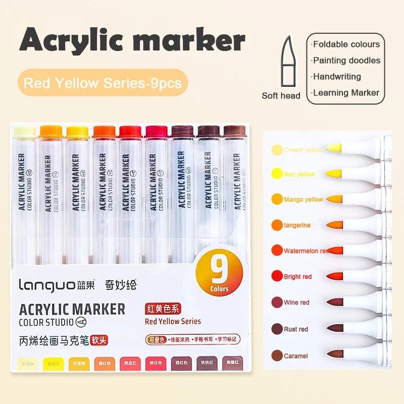 Acrylic Paint Marker Set Languo 144 Colors Art Markers Painting Drawing Pen Graffiti for Stone Disc Card Shoe Glass Art Supplies