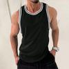 Men's Knit Vertical Stripes Fitness Exercise Slim-fit I-block Color Vest