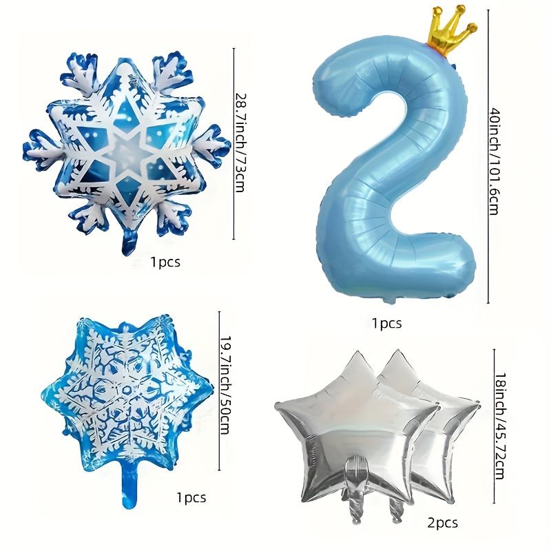 5/6Pcs SnowFlake Foil Balloons with 40inch Blue Crown Number Balloon for Princess Theme Birthday Party Decorats Baby Shower