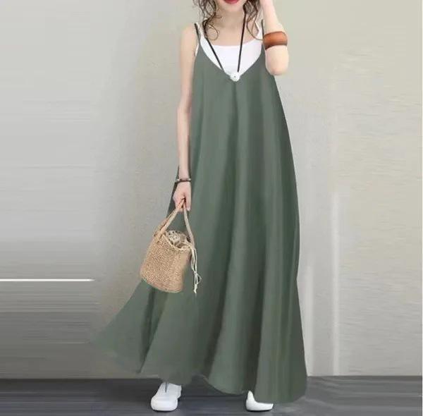 2024 Women's Casual V-Neck Backless Long Sleeveless Party Dress