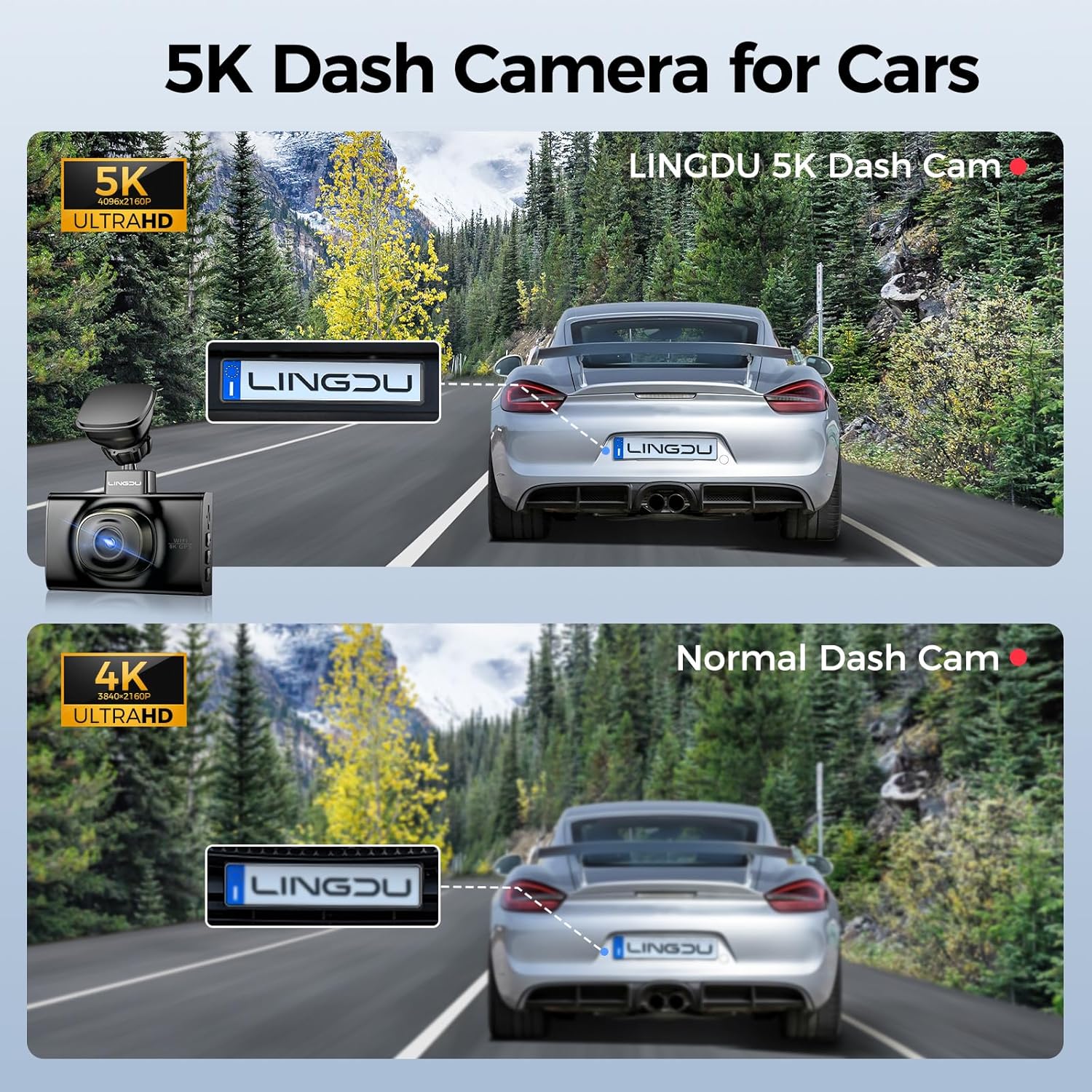 

LD02 5K 5G WiFi Dashcam with 64GB SD, 3 IPS, 150° WDR, IR Night Vision, GPS, G-Sensor, 24H Parking Mode United States