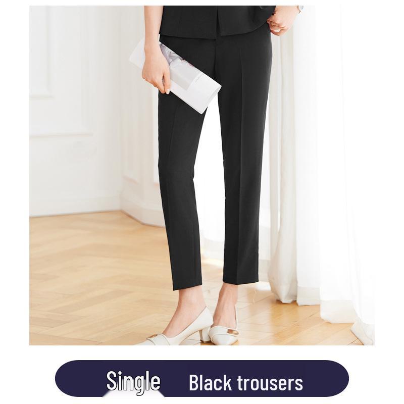 Women's Short Sleeve Black Blazer & Skirt Suit Set - Summer 2024 High-End Professional Workwear