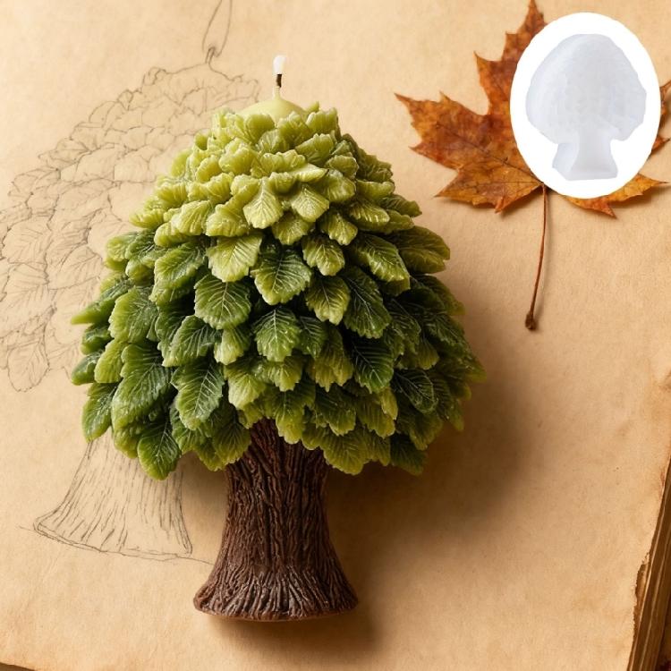 Stampo in Silicone per Candele Estetica Naturale Forma di Albero 3D Materiali Flessibili Disegni a Foglia Stratificati Garantisce Facile Sformo