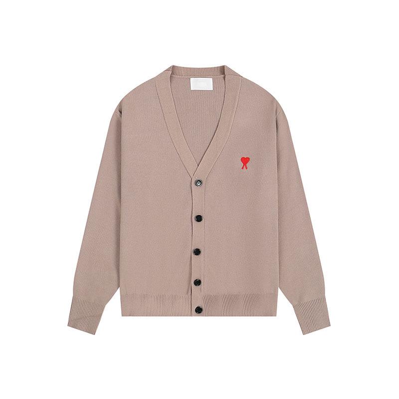Klassischer Strick-Cardigan mit Herz-Stickerei - Unisex Lockerer Pullover