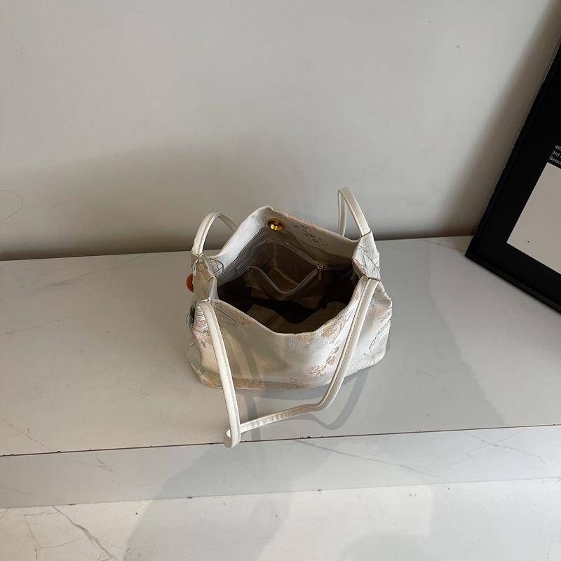 Embroidery Shoulder Bag Women's Underarm Bag Commuter Tote Bag