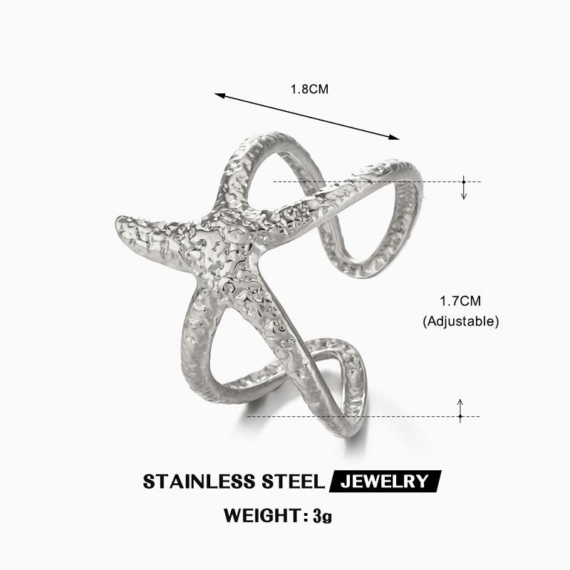 

Vintage Gold Color Star Open Ring For Women Stainless Steel Metal Hollow Star Adjustable Finger Rings Zircon Party Gift