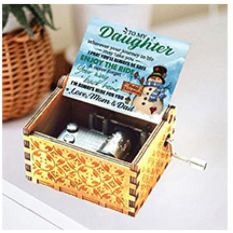 Hölzerne handgekurbelte Spieluhr Merry Christmas Musik bemalte Spieluhr Geschenk