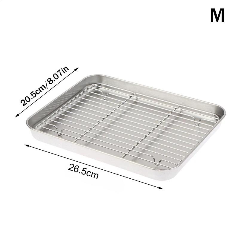 Backblech Edelstahlsieb Quadratische Platte Metallrost Backform Ofen Grill Ölauffangschale Grillwerkzeug