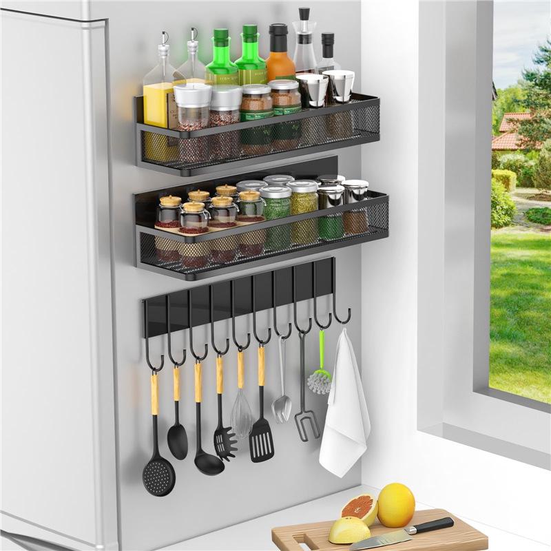 Magnetic No-Drill Refrigerator Side Spice Rack