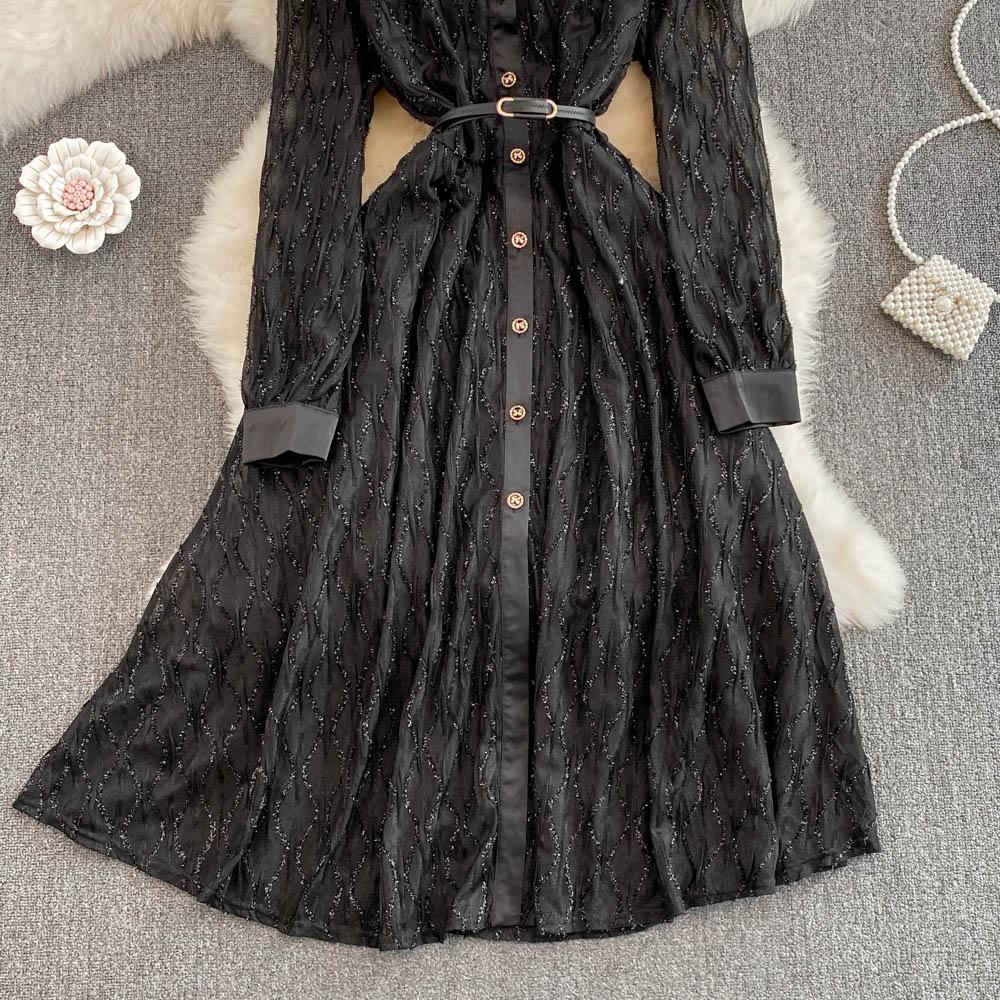 Buy 2022 Spring Fashion Light Mature Wind Lapel Chiffon Dress with Bandage  At the Waist Showing Thin Over the Knee Fairy Dress at affordable prices —  free shipping, real reviews with photos — Joom