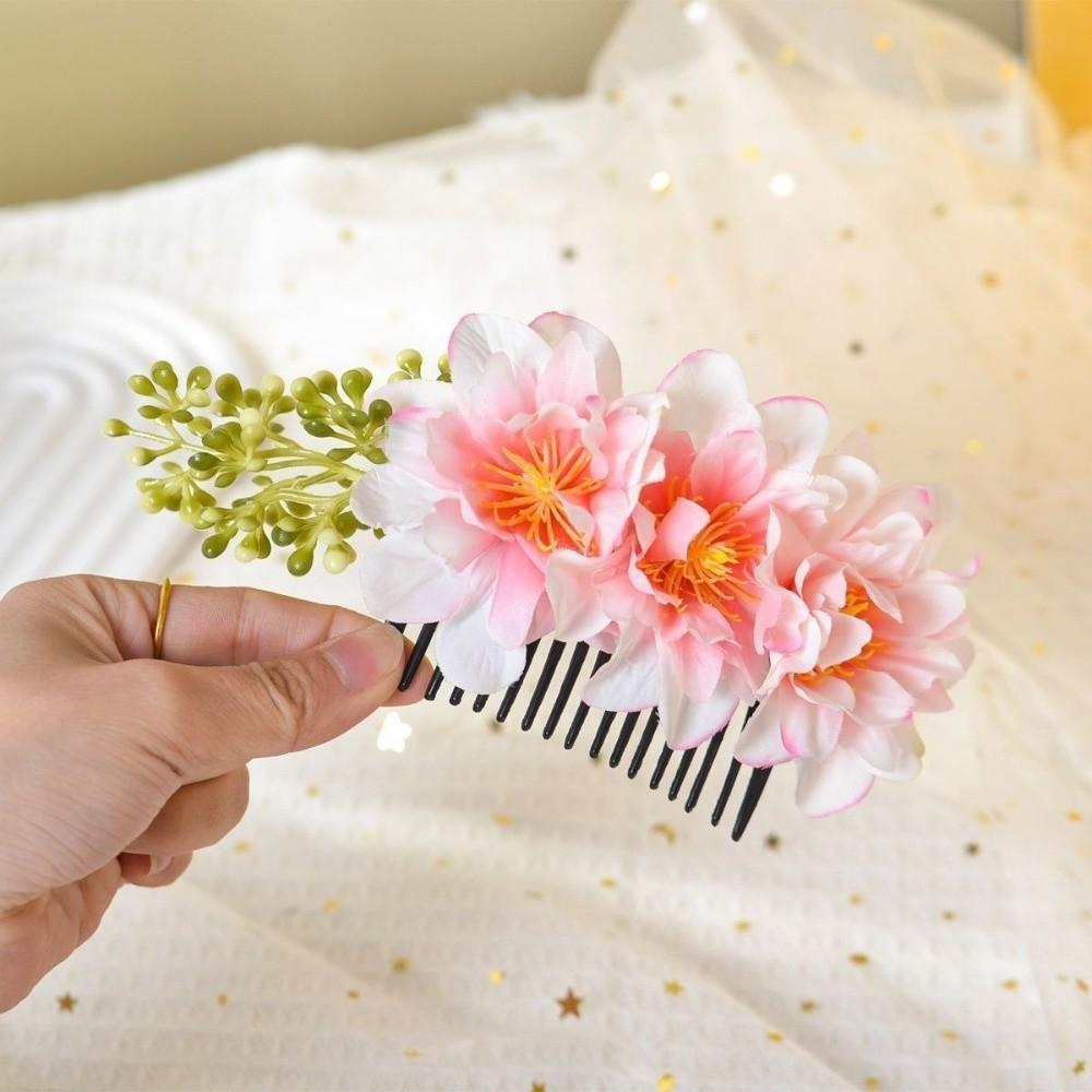 Multicolor Bridal Hairpin Simulated Flower Thai Hair Comb Elegant Flower Hair Comb  Thailand