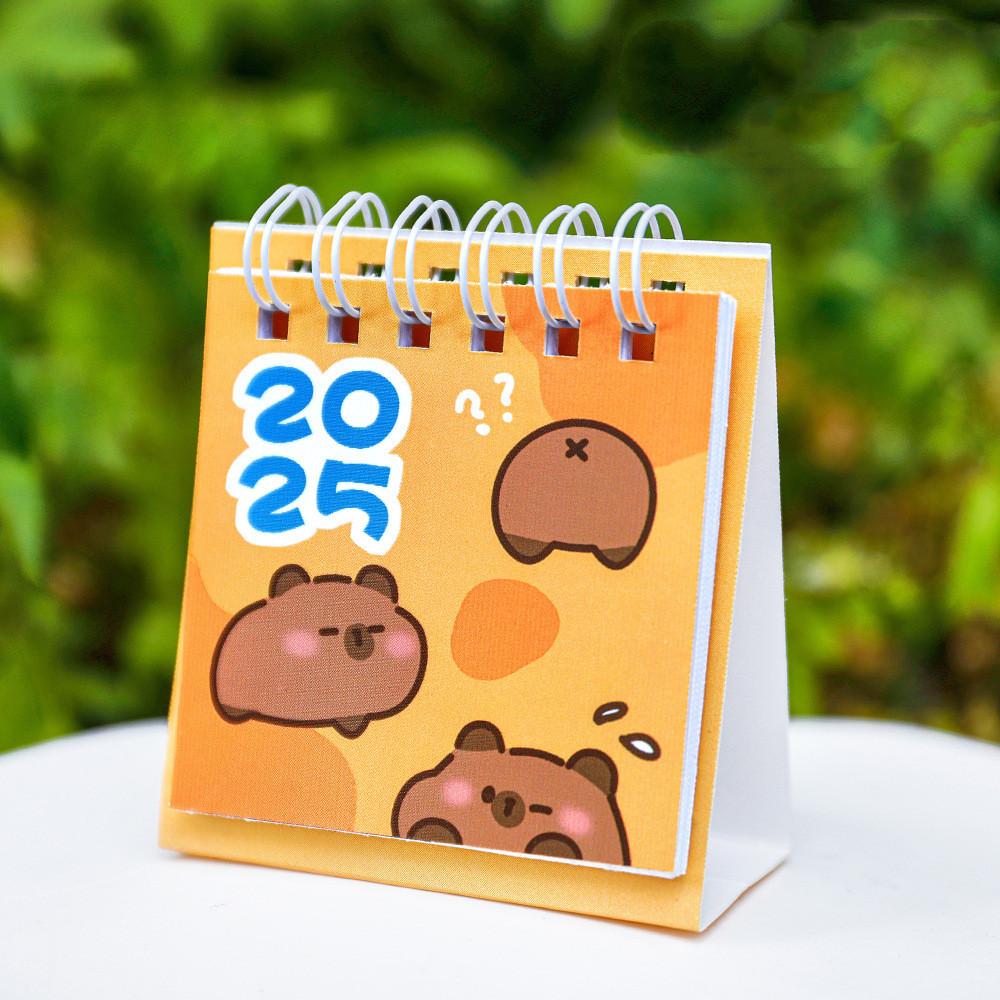 Kawaii Mini liten skrivebordskalender juli 2024 til desember 2025 Pocket Bærbar kartongkalender Punch Plan Kontor Skrivebordsdekorasjon