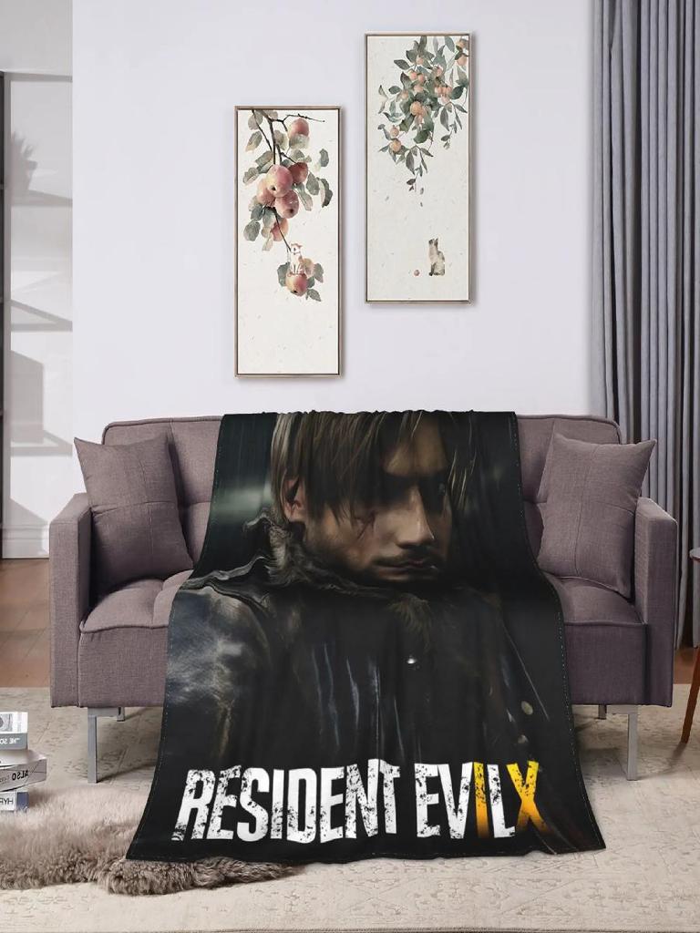Warm Soft Flannel Throw Blanket for Kids Boys Girls Airplane Travel Leon Kennedy Resident Evil Design Funny Sofa Bed Cover Beds