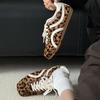 Damen Retro Leopard Print Sneaker - Herbst/Winter 2025 Schnürschuh Quadratische Zehenpartie Lässige Ballerinas in Braun