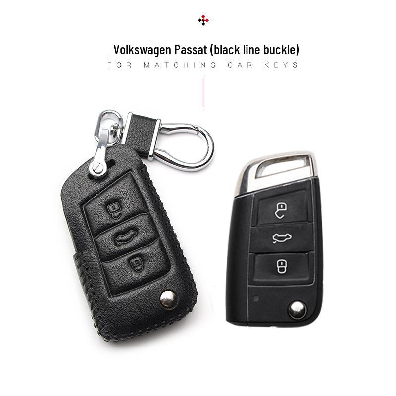 Key Case for Volkswagen: Compatible with 2017+ Magotan, Golf B8, Passat, Tiguan, Lavida, Bora - Genuine Leather