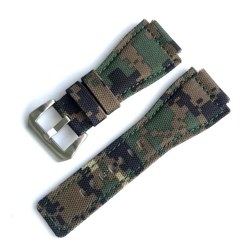

Camouflage Army Green Canvas Nylon Leather Strap 34mm*24mm Fits For Bell&Ross Wach Band BR01 BR03 Men s Bracelet Wristband 24mm