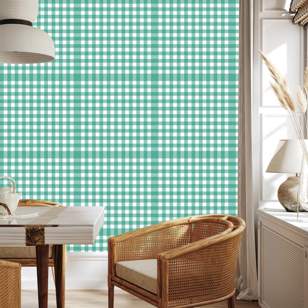 Wallpaper Fabric Pattern Sea and Mint for Living Room and Bedroom 50x1000