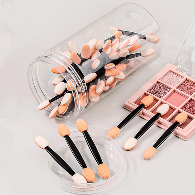 50pcs Eye Shadow Sponge Applicators Disposable Double Tip Eyeliner Brush Set Soft Material for Festival and Travel