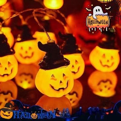NEW Halloween Props Pumpkin Lantern String LED Decoration Scene Arrangement Pendant String Lights Luminous Ornaments DIY Toys