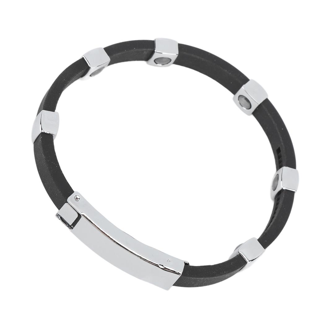 Magnetic Negative Ion Bracelet Waterproof Silicone Sports Bracelet Wristband for Balance Silver