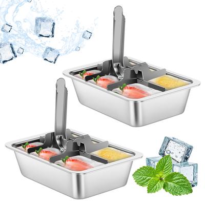 1/2 Pcs Ice Cube Tray Stainless Steel Ice Cube Making Tools with Release Lever Ice Cubes Mold for Home Kitchen Bar Accessories