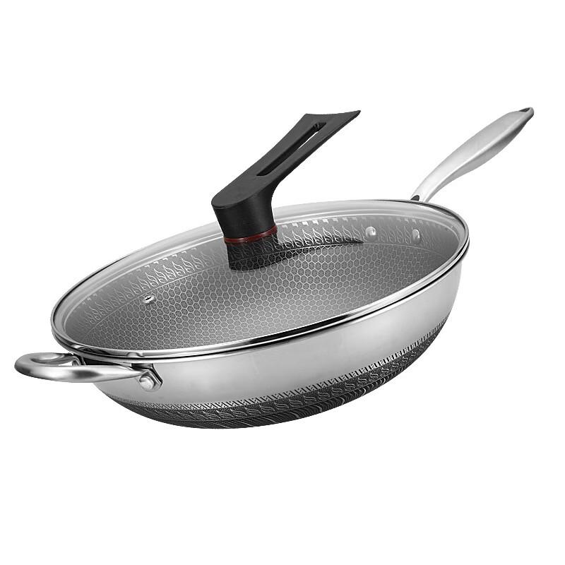 Zhi Shi 32cm 316 Stainless Steel Frying Wok