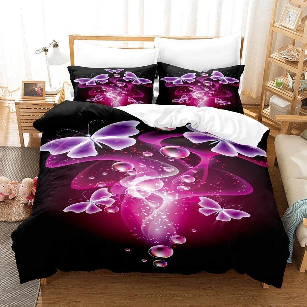 Magic Butterfly Pattern Duvet Cover with Pillow Cover Bedding Set Single Double Twin Full Queen King Size Home Bed Cover Set