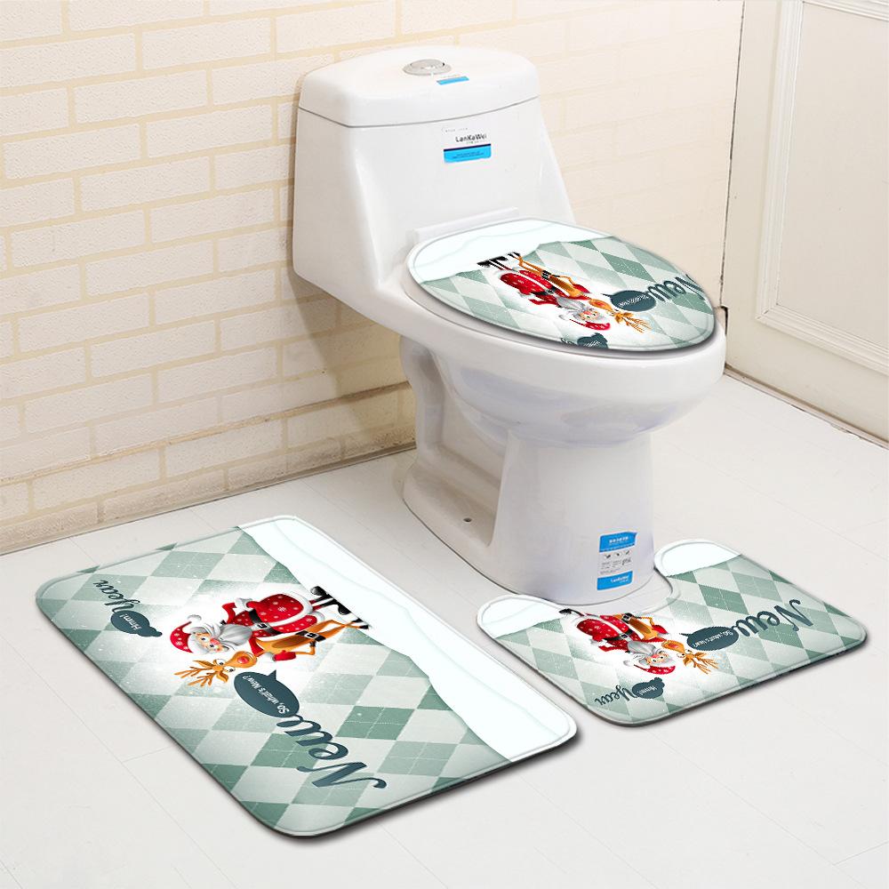 Christmas Bathroom Floor Mat Toilet Three-Piece Set