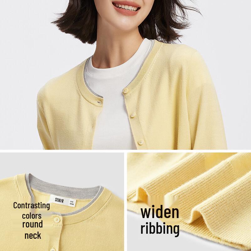 Semir Damen Colorblock Strickjacke aus Wolle