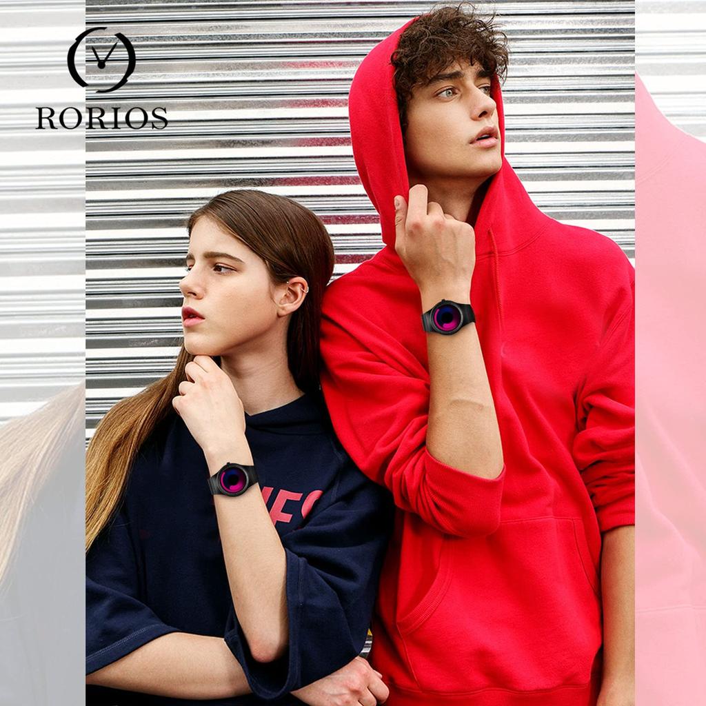 RORIOS Men's and Women's Analog Watch with Unique Time Display, Stylish Japanese-Made Quartz Movement, Water Resistant, Popular Mesh Band, Casual,