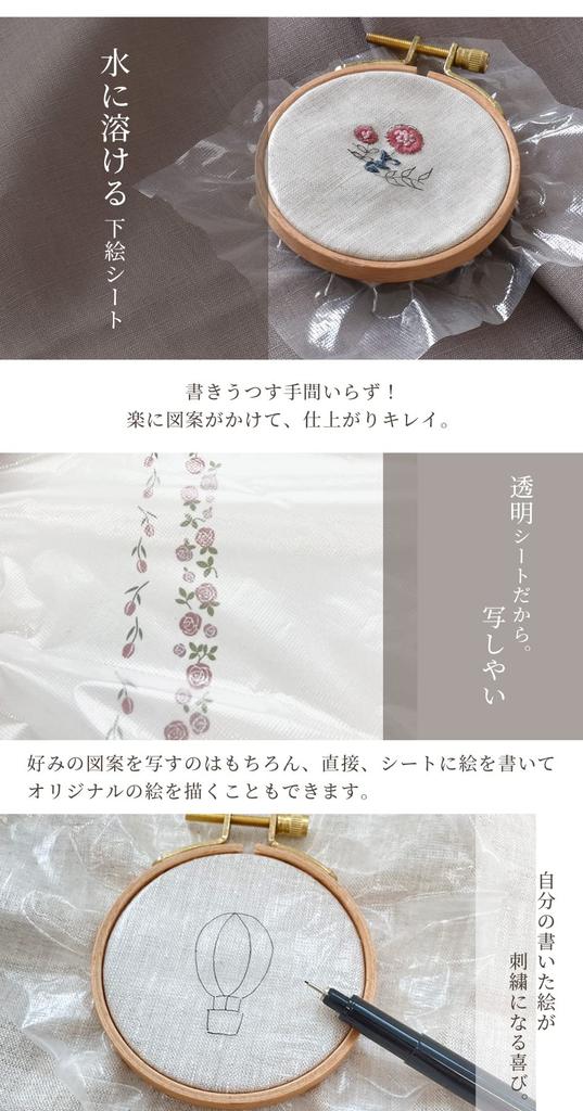 MYmama Embroidery Design Sheets for 100cm x for Handmade Crafts of Water-Soluble Sheets, Water-Soluble Embroidery, 98cm, Push-Stitching, (Set 2)
