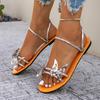 Summer New Round Toe Flat Stereo Butterfly Cutout Slippers Women Plus Size Soft Sole Non-slip Casual Beach Sandals