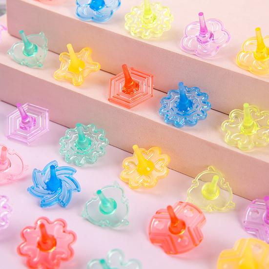 24Pcs Transparent Acrylic Spinning Top Portable Travel Kids Mini Gyroscope Educational Colorful Spinner Toy Toddlers Boys Girls Gift Party Favors