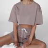 2025 Women's Spring/Summer Solid Color Casual Crop Top & Drawstring Shorts Set