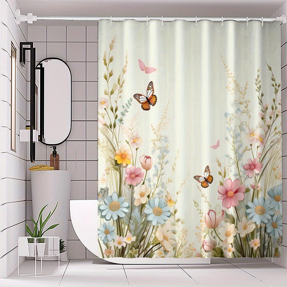 Waterproof shower curtain, ladies' rustic shower curtain, creative flower pattern design shower curtain, suitable for bathroom