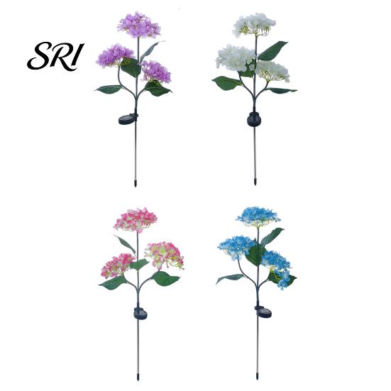 Solar Powered Garden Lamps 3-Head Hydrangea Flower Light with Colorful LEDs Waterproof Outdoor Stake Lights Lamp for Yard Patio Walkway Energy-Saving
