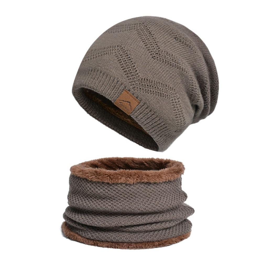 soft Thermal Knit Cap Thicken Warm Wool Hat Hiking Winter Beanie Hat Scarf Set  Winter Season