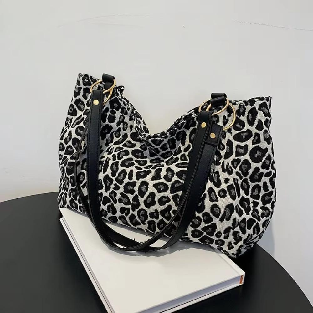 

Y2k Leopard Tote Bag Travel Women Handbags Casual Single Shoulder Bag Lady/Girls чёрный