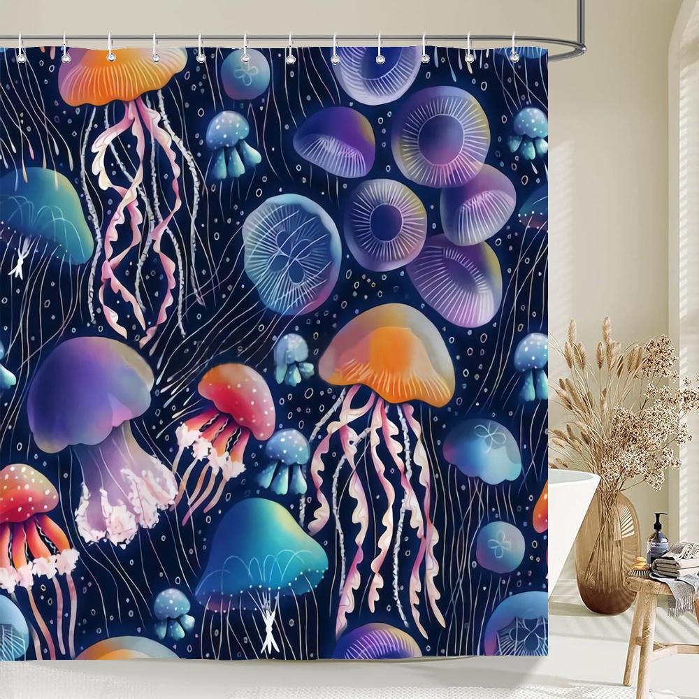 1 Pack Cartoon Turtle,Dolphin,Whale Printing Shower Curtain Partition Bathroom Curtain With Hooks Home Decorative Curtain