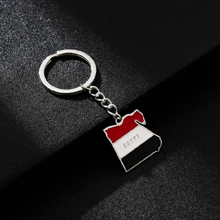 Keychain for Women Men Egypt Map Flag Shape Keyring Ethnic Style Flag Keyring