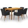 VidaXL 7-piece Garden Dining Set Black, Dark Grey, Solid Acacia Wood with Oil Finish, 150 X 90 X 74 Cm