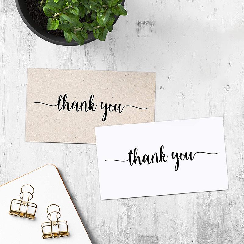 50-Pack Thank You Holiday Greeting Cards - Simple White Rectangular Labels