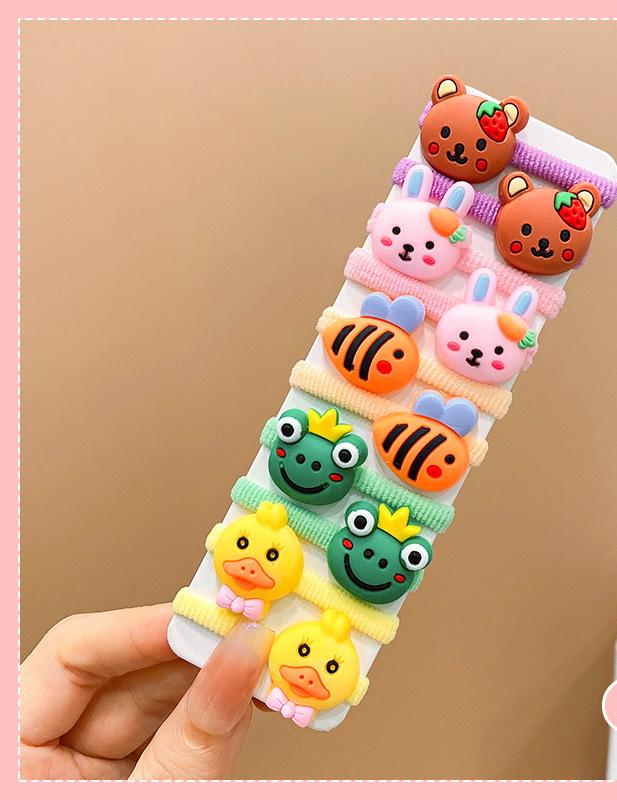 10pcs New Fashion High Elasticity Sweet Cute Baby Hair Rope Girls Hair Accessories Rubber Band for Children Cartoon Hair Band