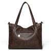 Borsa retrò di grande capacità da donna, borsa a tracolla per pendolari, borsa tote in PU