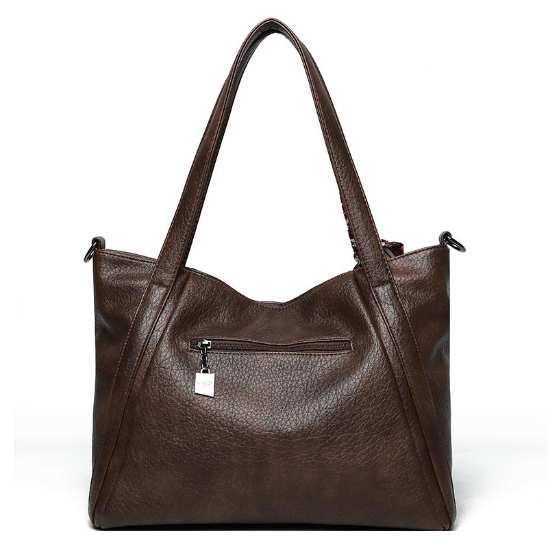 Borsa retrò di grande capacità da donna, borsa a tracolla per pendolari, borsa tote in PU