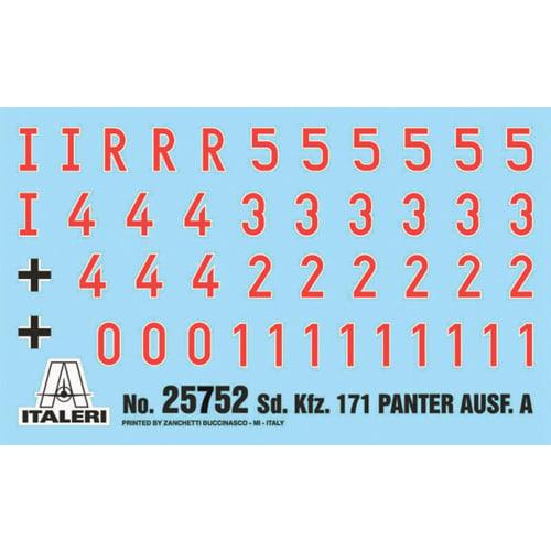 Italeri 1/56 WWII German Sd.Kfz.171 Panther Tank Ausf.A Plastic Model Kit IT25752