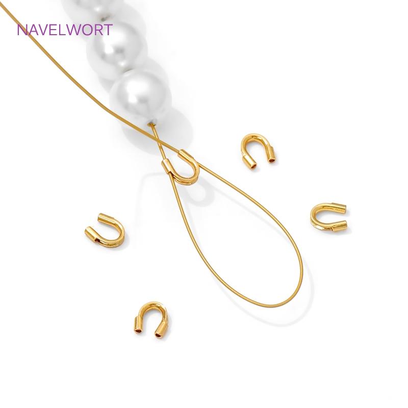 50/100pcs 18K Gold Plated Brass Wire Guard Guardian Protectors Loops U Shape Clasps Connector,DIY Jewelry Making Accessories
