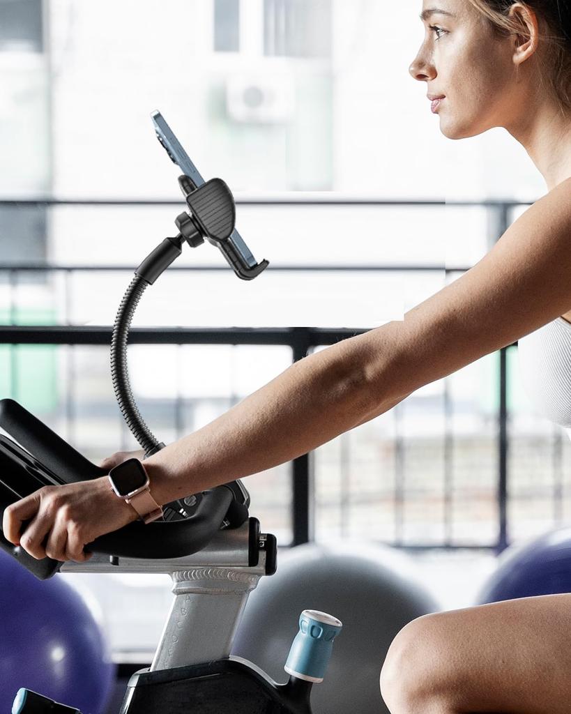 New EXSHOW Spin Bike Phone iPhone Holder Exercise Bike Handlebar Stationary Mobile Phone Drop 360 Degree Compatible with iPhone 16 16 16 Pro iPhone
