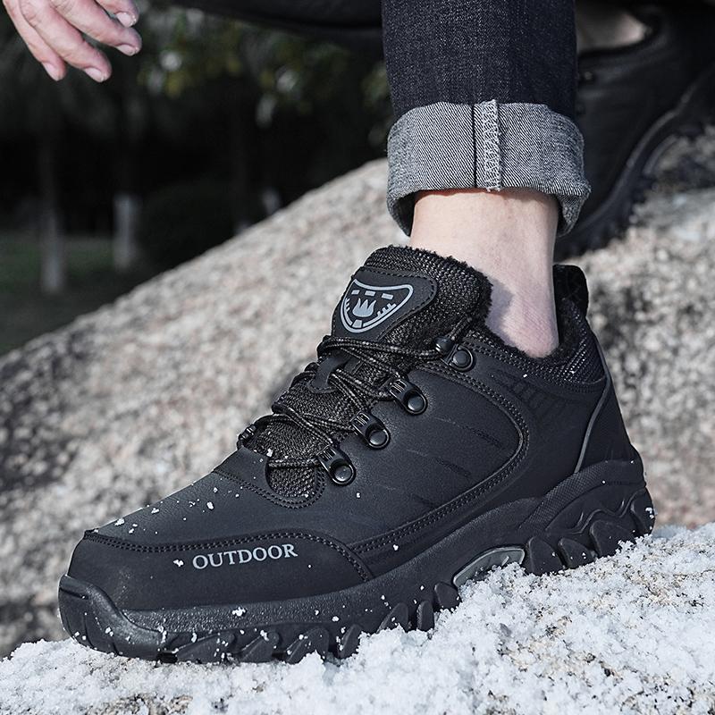 Anti-slip Men's Winter Sneakers Warm Outdoor Hiking Shoes Plush Casual Sports Shoes for Camping Climbing Trekking