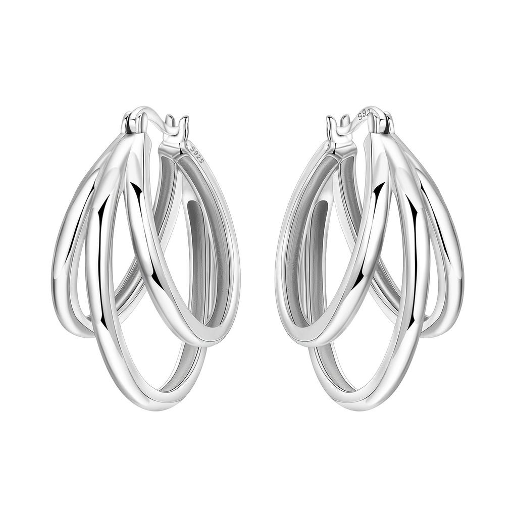 925 Sterling Silver Curve Weaving Large Circle Series Earring Jewelry Versatile Hoop Earrings for Women Jewelry Fine Gifts